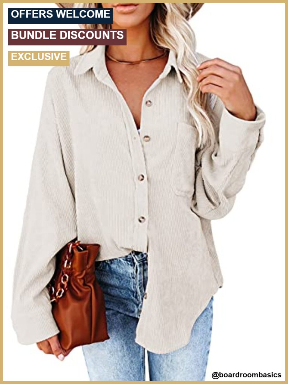 Women's Corduroy Button Down Shirt Long Sleeve Casual Blouse
